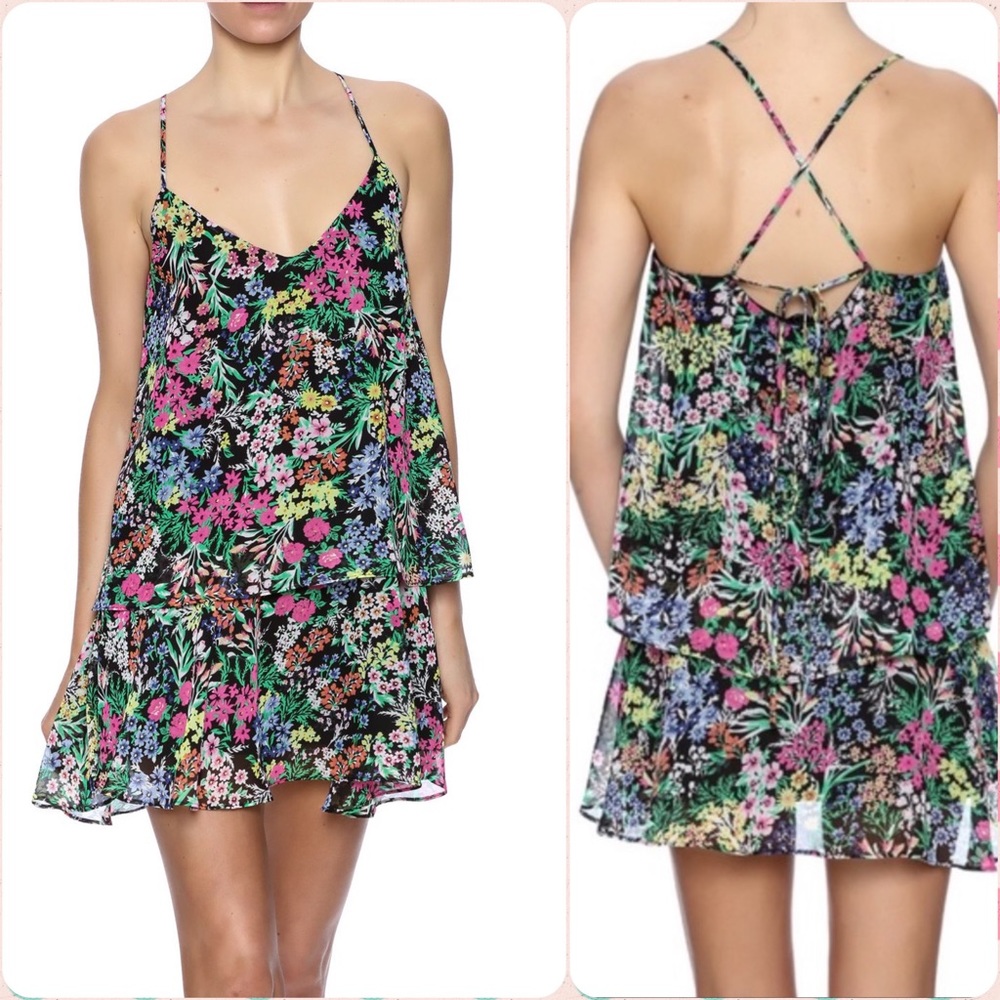 Anthropologie Yumi Kim Floral Tiered Mini Dress XS/PXS EUC